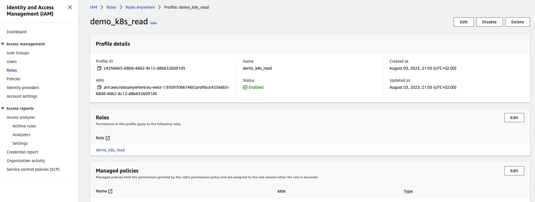 Create Trust profile