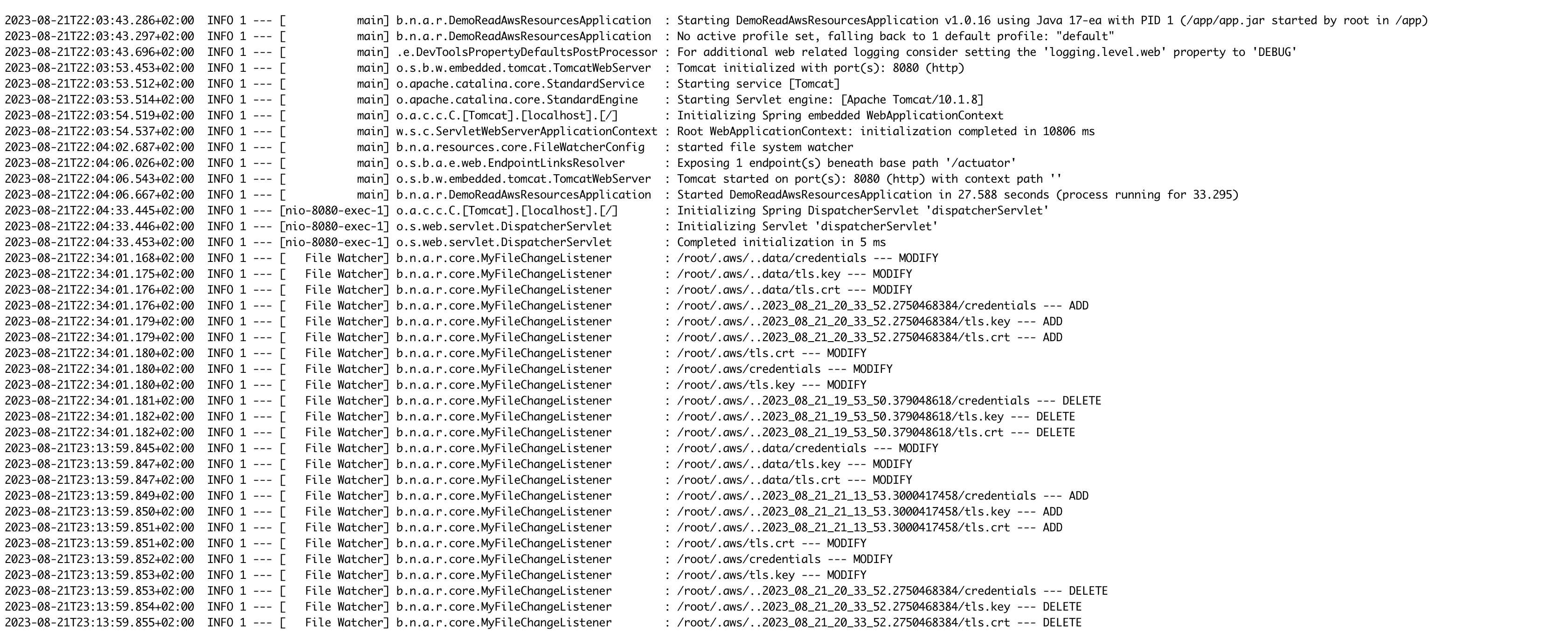 Filewatcher logging